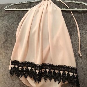 Love culture halter top. Pink black lace. Size xs